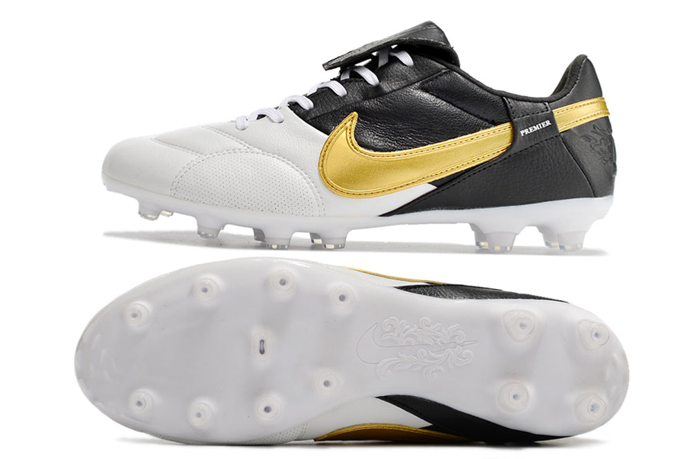 Nike Premier 3 FG Elite - Preto Branco Dourado