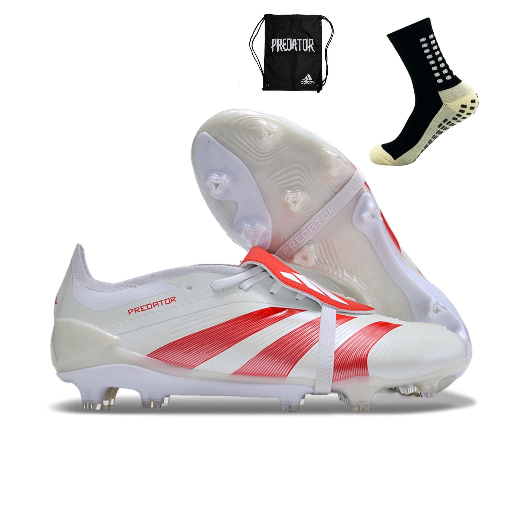 Adidas Predator Elite Tongue FG - Branco Vermelho