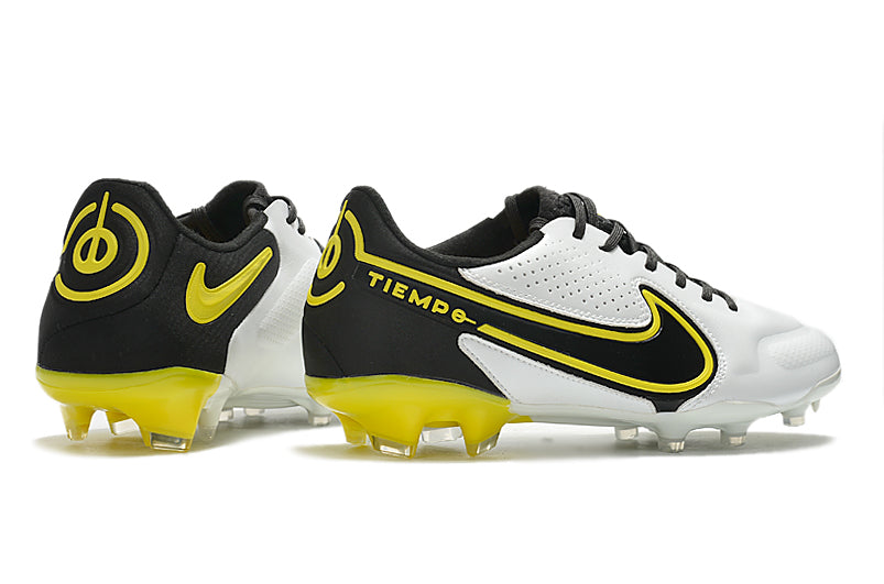 Nike Tiempo Legend 9 Elite FG Preto Branco Amarelo