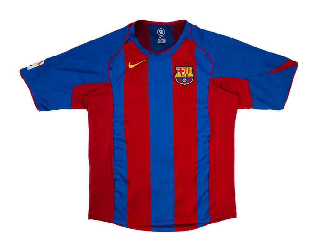 Camisa Barcelona 04/05 Retrô - Azul e Vermelha
