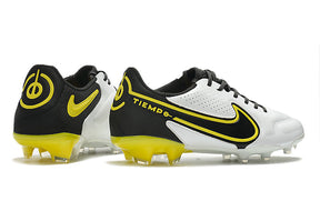 Nike Tiempo Legend 9 Elite FG Preto Branco Amarelo